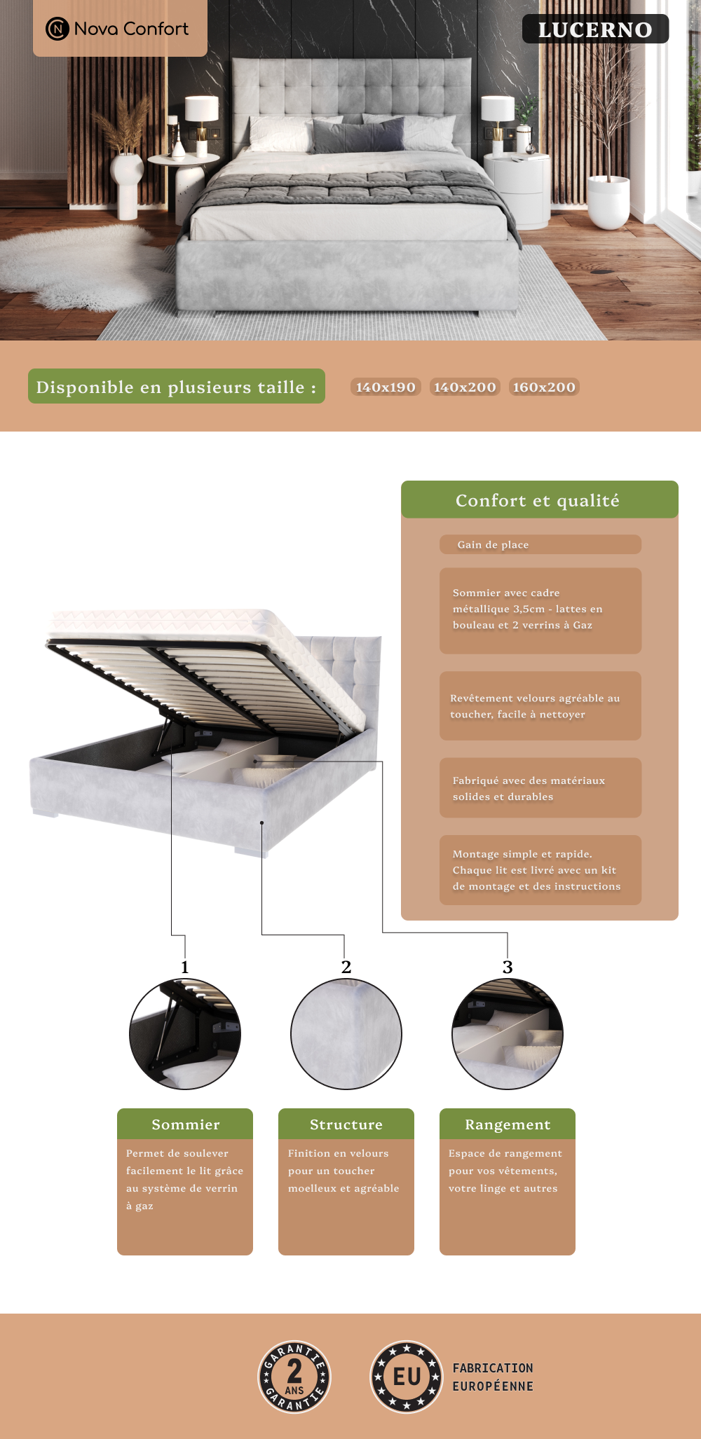 Image de la fiche technique du lit coffre Lucerno